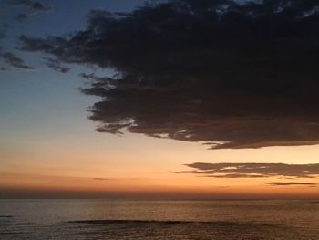 Scenic view of sea against dramatic sky
