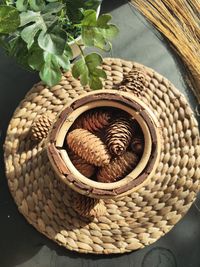 High angle view of vegetables in basket