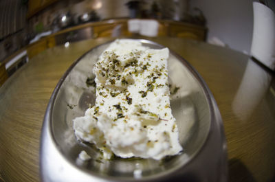 Feta greece cheese on traditional table 