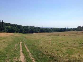 Scenic view of landscape against clear sky