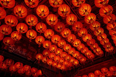 Low angle view of illuminated lanterns