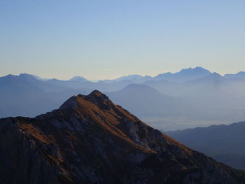 Scenic view of mountains against clear sky