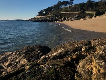 Scenic view of sea against clear sky