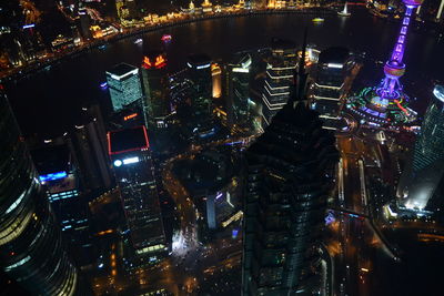 Illuminated cityscape at night