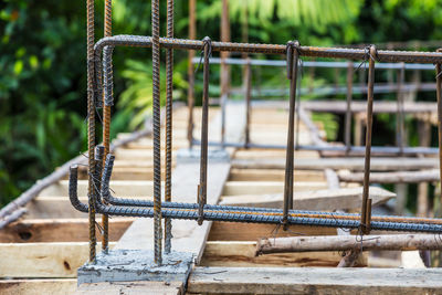 Close-up of metallic structure in park