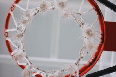 Directly below shot of basketball hoop against ceiling