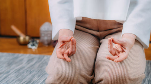 Meditating woman. peaceful woman sitting and meditating.