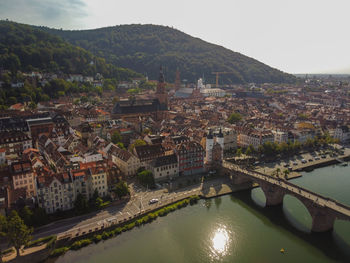 Heidelberg skyline aerial view from above skyline aerial view of old town river