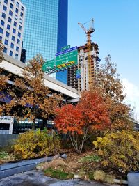 Traditional windmill in city during autumn