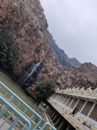 High angle view of bridge over mountains