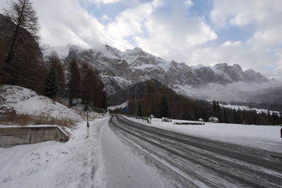 Scenic view of snow covered landscape against sky