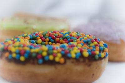 Close-up of sprinkles on donut