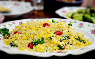 Close-up of salad in plate on table