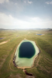 High angle view of landscape against sky