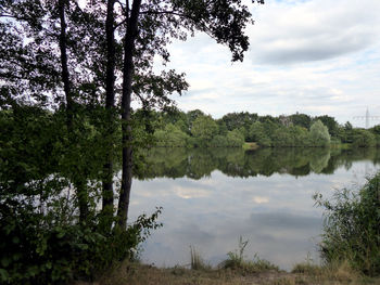 Scenic view of lake against sky