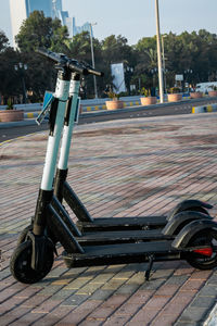 Bicycle on footpath in city