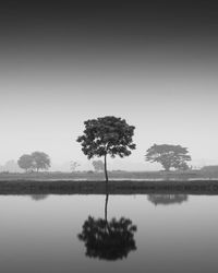 Scenic view of lake against clear sky