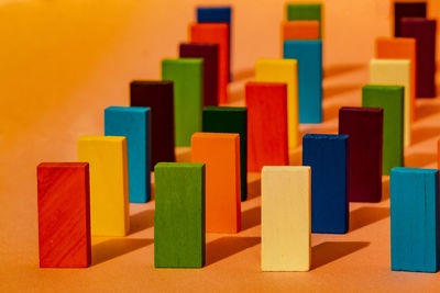 Close-up of multi colored toy on table