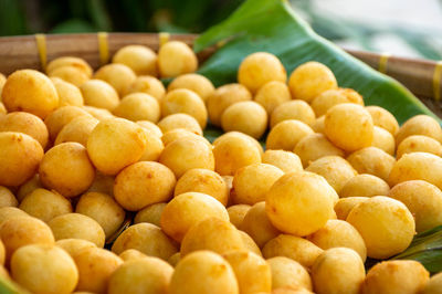 Close-up of fresh fruits for sale at market stall