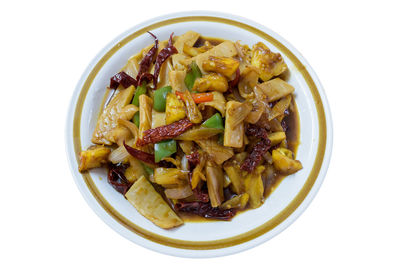 High angle view of food in bowl