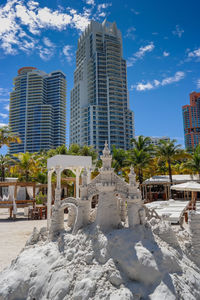 View of buildings against blue sky