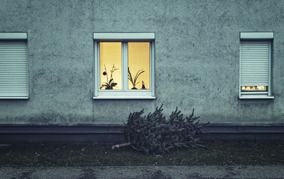 Closed door of building