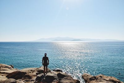 Scenic view of sea against clear sky
