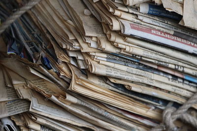 Full frame shot of stacked newspapers