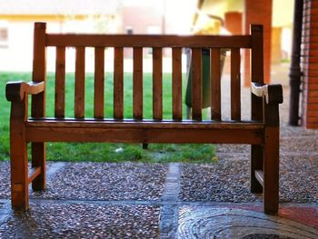 Empty bench in park