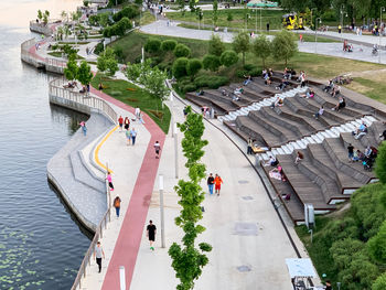 High angle view of bridge over river