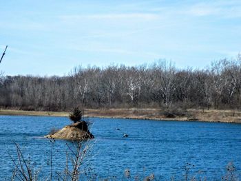 Scenic view of lake against sky