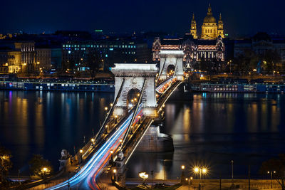 Aerial view of city at night