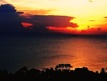 Scenic view of dramatic sky during sunset