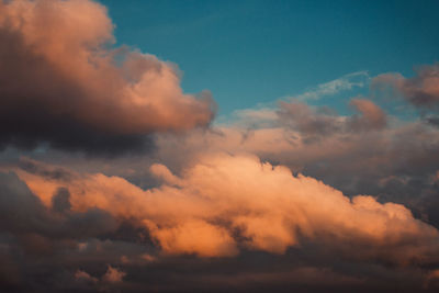 Low angle view of clouds in sky during sunset