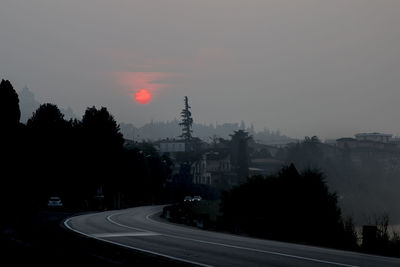 Road passing through city