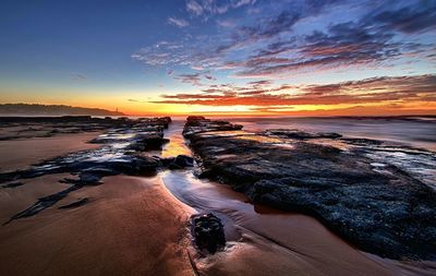 Scenic view of sunset over ocean