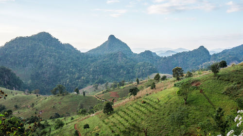 Scenic view of mountains against sky