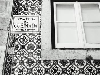 Low angle view of window on building