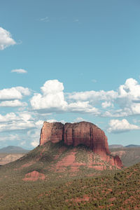 Rock formations on landscape against sky