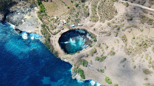 High angle view of blue water