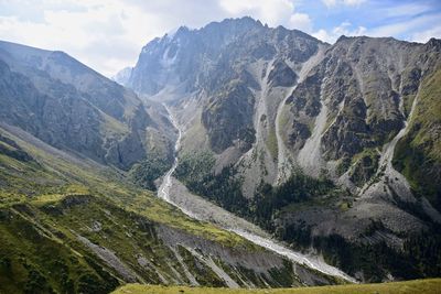 Scenic view of mountain range against sky