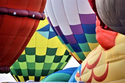 Close-up of colorful hot air balloons