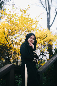 Portrait of woman in autumn