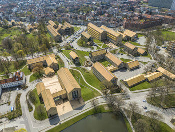 Aerial photo of aarhus university and park, aarhus, denmark