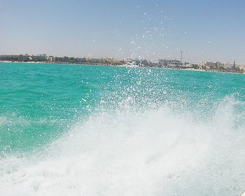 Scenic view of sea against clear sky