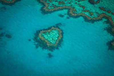 High angle view of blue sea