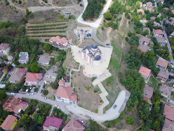 High angle view of trees on landscape