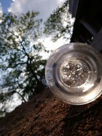 High angle view of drink on table