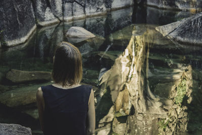 Rear view of woman at the zoo