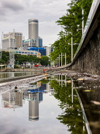 Reflection of buildings in water